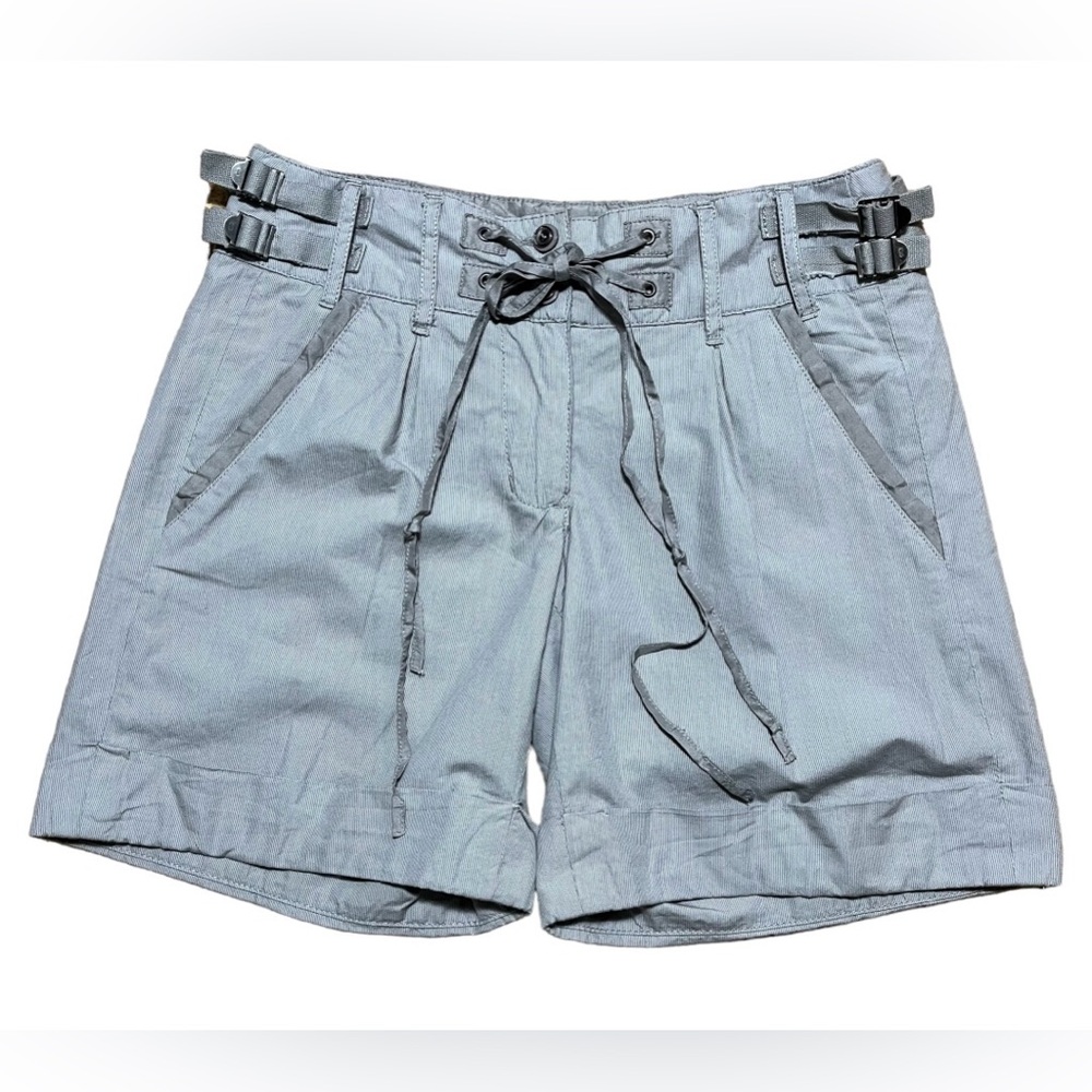 Da-Nang Surplus Indichine Silk Cotton Pinstripe Gray Shorts Sz XS